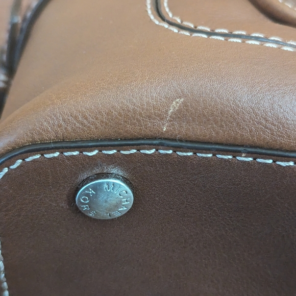 NWOT Michael Kors Brookville Black Leather Satchel Handbag Vintage - Picture 7 of 8